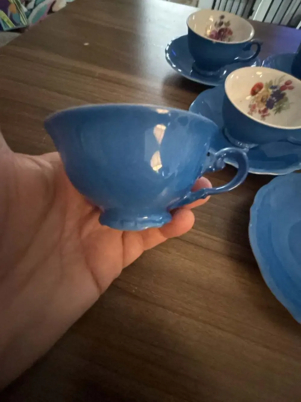 Vintage Victoria Czechoslovakia Porcelain Demitasse Cup And Saucer Blue Gold